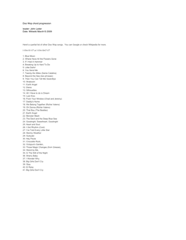 Doo Wop Chord Progression Leader: John Leder Date: Wikiwiki March15 2009