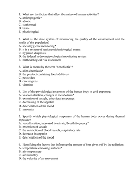 Test Questions for Students 3000