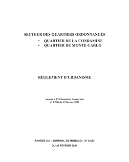 Secteur Des Quartiers Ordonnancés • Quartier De La Condamine • Quartier De Monte-Carlo