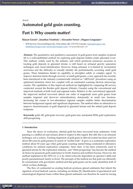 Automated Gold Grain Counting. Part 1