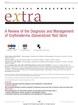 A Review of the Diagnosis and Management of Erythroderma (Generalized Red Skin)