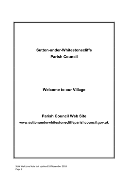 Sutton-Under-Whitestonecliffe Parish Council Welcome to Our Village