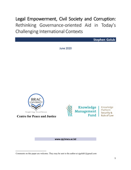 Legal Empowerment, Civil Society and Corruption: Rethinking Governance-Oriented Aid in Today’S Challenging International Contexts