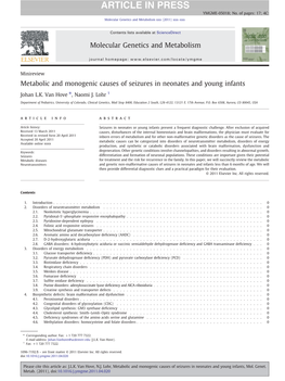 Metabolic and Monogenic Causes of Seizures in Neonates and Young Infants