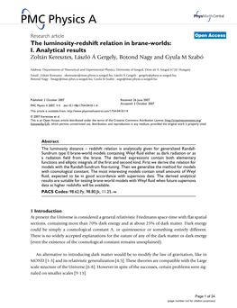 The Luminosity-Redshift Relation in Brane-Worlds: I