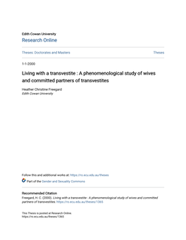 Living with a Transvestite : a Phenomenological Study of Wives and Committed Partners of Transvestites