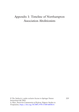 Appendix 1: Timeline of Northampton Association Abolitionists