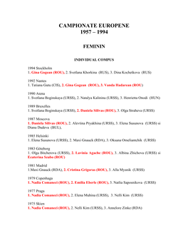 Campionate Europene 1957 – 1994