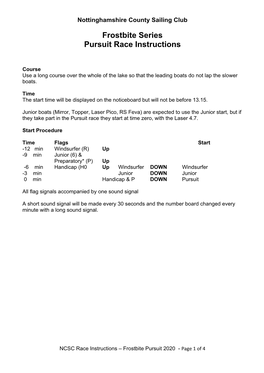 Frostbite Series Pursuit Race Instructions