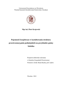 Pojemność Krajobrazu W Kształtowaniu Struktury Przestrzennej Gmin Podmiejskich Na Przykładzie Gminy Sobótka