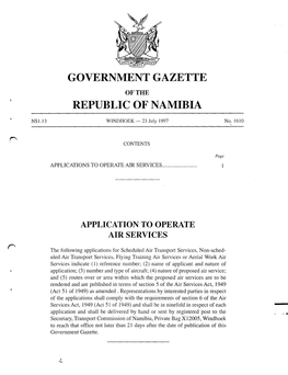 Government Gazette Republic of Namibia