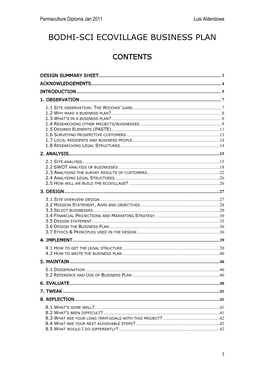 Bodhi-Sci Ecovillage Business Plan