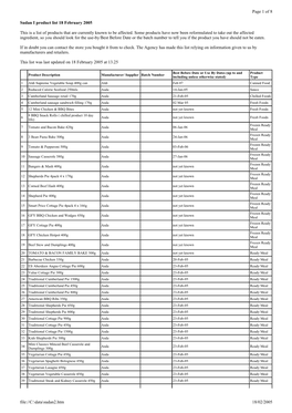 Sudan I Products List 18 February 2005