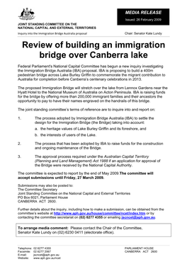 Review of Building an Immigration Bridge Over Canberra Lake