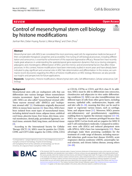 Control of Mesenchymal Stem Cell Biology by Histone Modifications