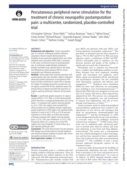 Percutaneous Peripheral Nerve Stimulation for the Treatment Of