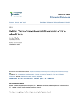 Preventing Marital Transmission of HIV in Urban Ethiopia