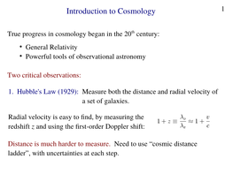 Introduction to Cosmology 1
