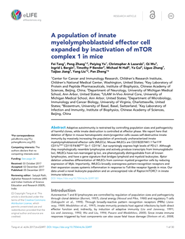 A Population of Innate Myelolymphoblastoid Effector Cell