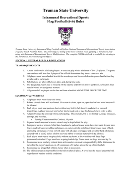 Intramural Recreational Sports Flag Football (6V6) Rules