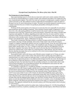 Excerpts from Craig Harbison, the Mirror of the Artist—Part III the Production of a Panel Painting Since Panel Painting Seems