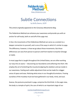 Subtle Connections by Buffy Owens, GCFP