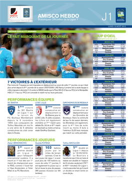 AMISCO HEBDO Statistiques Ofﬁ Cielles De La Ligue 1 J1