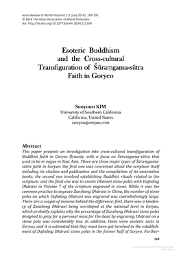 Esoteric Buddhism and the Cross-Cultural Transfiguration of Śūraṃgama-Sūtra Faith in Goryeo