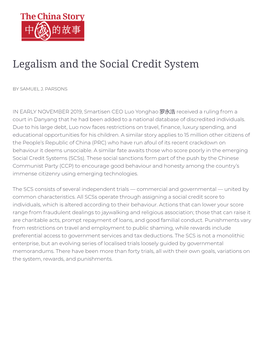 Legalism and the Social Credit System