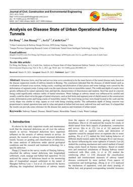 Analysis on Disease State of Urban Operational Subway Tunnels