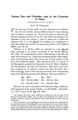 S. H. Taqizadeh, Various Eras and Calendars Used in the Countries of Islam, In