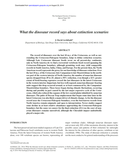 What the Dinosaur Record Says About Extinction Scenarios