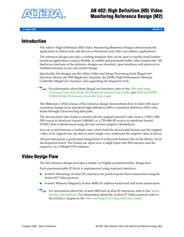 AN 482: High Definition (HD) Video Monitoring Reference Design (Milestone 2)
