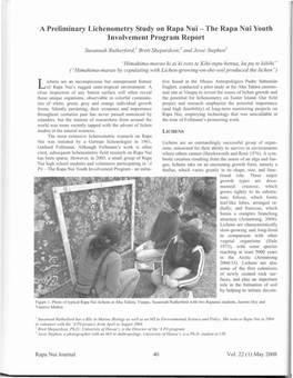 A Preliminary Lichenometry Study on Rapa Nui - the Rapa Nui Youth Involvement Program Report