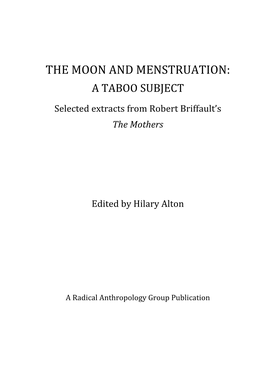 The Moon and Menstruation: a Taboo Subject