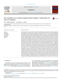 Soil Variability in La Violada Irrigation District (Spain): I Delineating Soil MARK Units for Irrigation