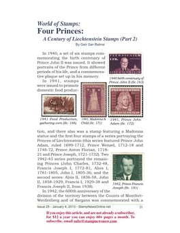 Four Princes: a Century of Liechtenstein Stamps (Part 2) by Geir Sør-Reime