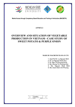 Overview and Situation of Vegetable Production in Vietnam - Case Study of Sweet Potato & Purple Onion