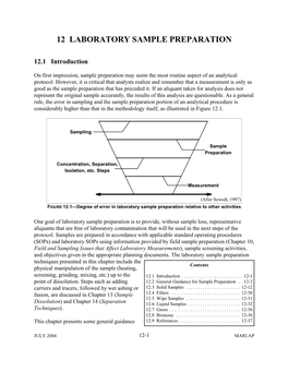 Chapter 12, Laboratory Sample Preparation