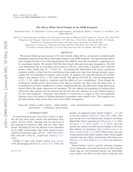 Arxiv:2006.00323V1 [Astro-Ph.SR] 30 May 2020 Dwarfs, 40 Eridani B and Van Maanen 2 Were Identiﬁed by the 1920S