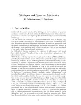 Göttingen and Quantum Mechanics