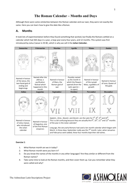 The Roman Calendar – Months and Days