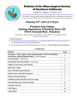 Bulletin of the Mineralogical Society of Southern California