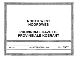 North West Noordwes Provincial Gazette Provinsiale