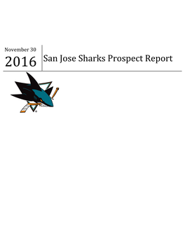 2016 San Jose Sharks Prospect Report