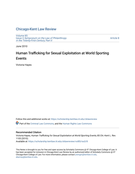 Human Trafficking for Sexual Exploitation at World Sporting Events