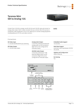 Teranex Mini SDI to Analog 12G