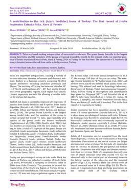 (Acari: Ixodidae) Fauna of Turkey: the First Record of Ixodes Inopinatus Estrada-Peña, Nava & Petney