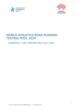 World Athletics Road Running Testing Pool 2020