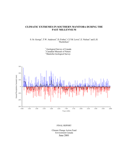 Climatic Extremes in Southern Manitoba During the Past Millennium